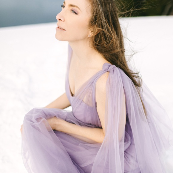 Cocomelody long lavender convertible strapless tulle gown - Picture 5 of 14